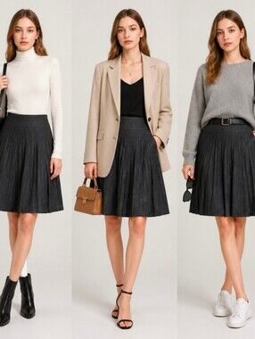Banana Republic Charcoal Pleated Circle Skirt